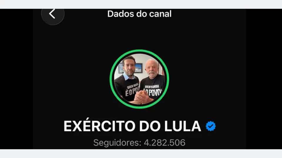 13/10/2026 - Canal do Whatsapp exército do Lula . Foto: Printscreen/Whatsapp