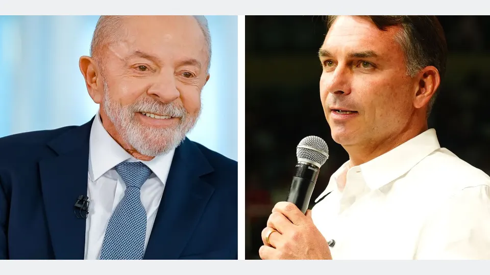 Os candidatos a presidência da república 2026 Lula e Flávio Bolsonaro . Foto: Lula Oficial e Charles Vieira/Campanha Flávio Bolsonaro