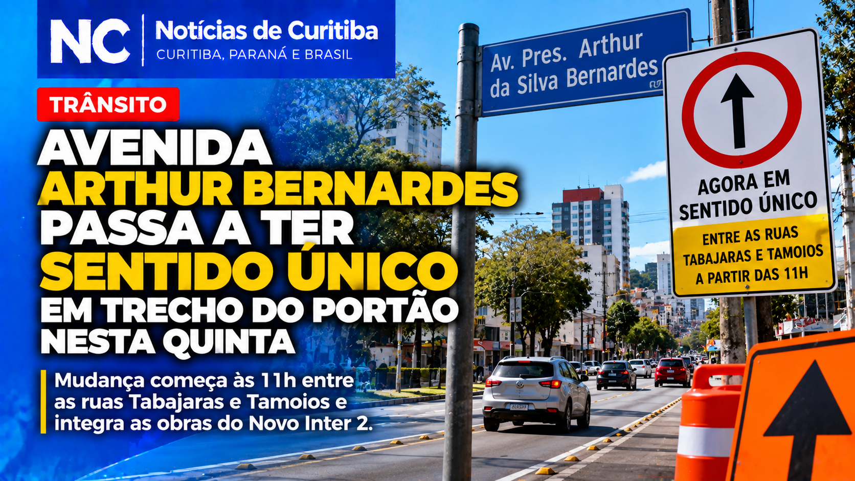 Avenida Arthur Bernardes passa a ter sentido único em trecho do Portão nesta quinta