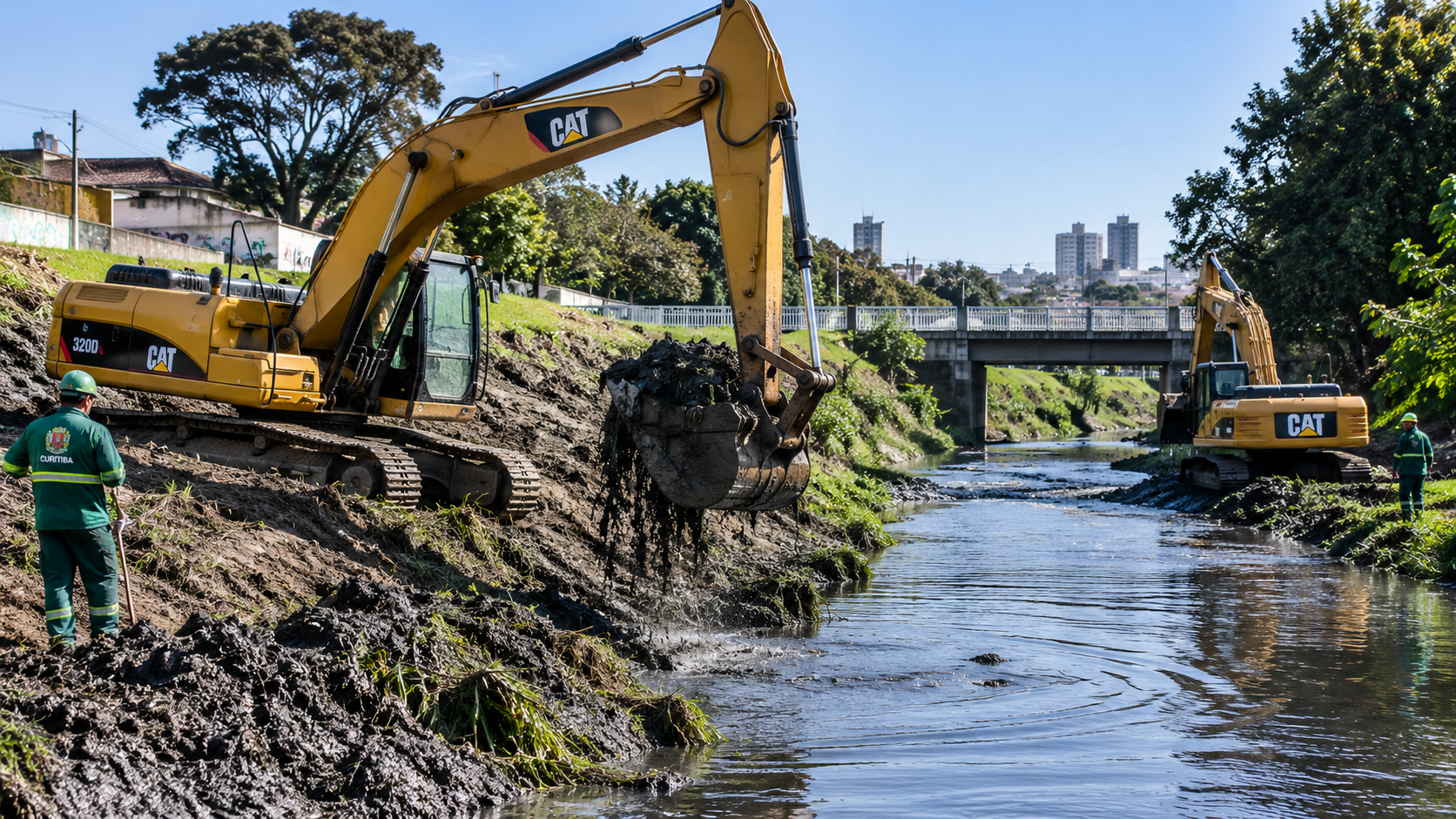 Curitiba intensifica limpeza de rios e soma 106 km de intervenções para reduzir risco de alagamentos