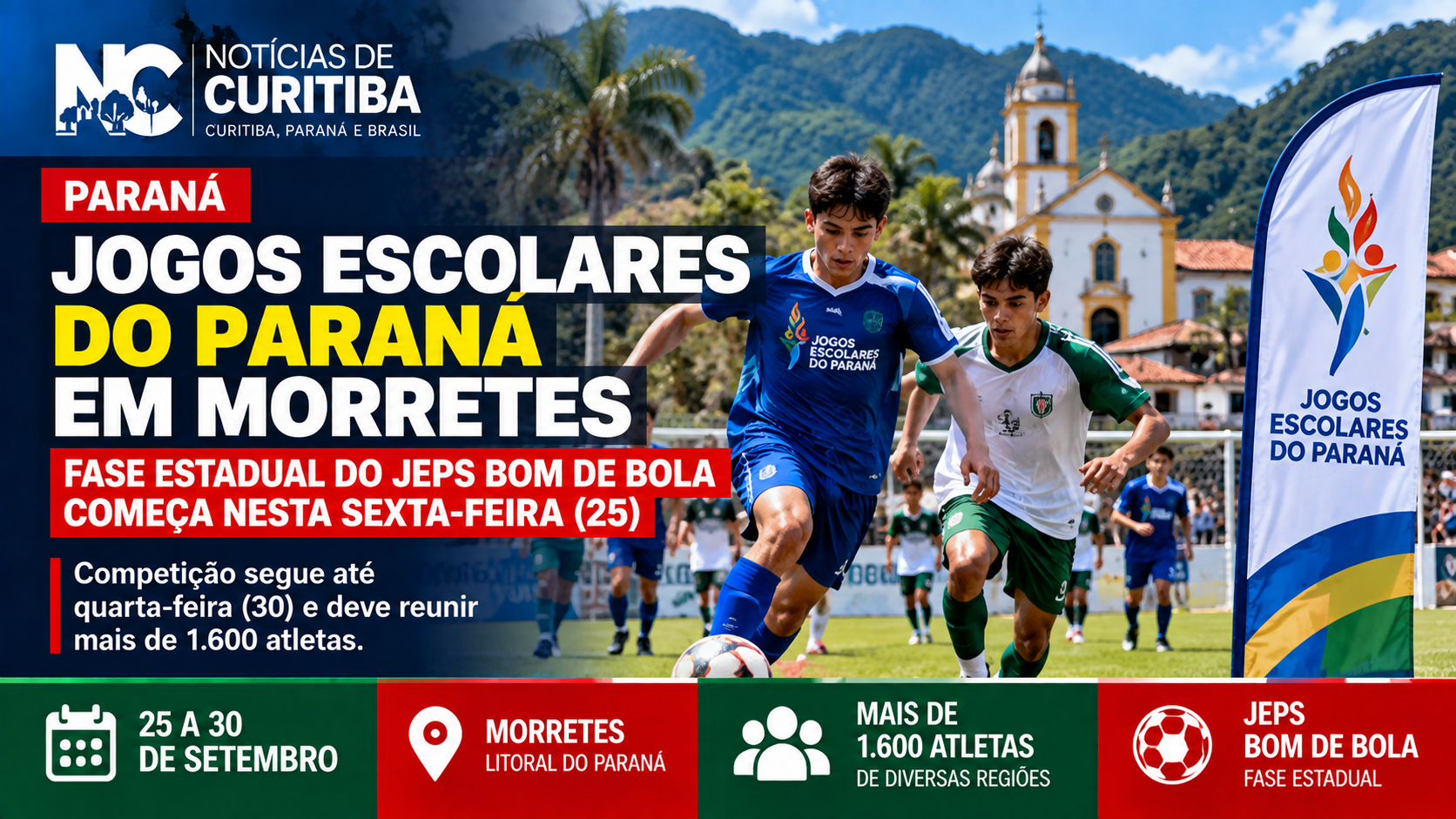 Jogos Escolares do Paraná de futebol começam nesta sexta-feira em Morretes