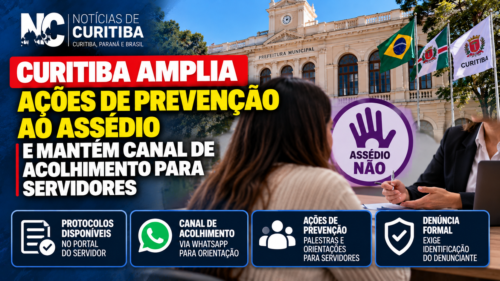 Curitiba amplia ações de prevenção ao assédio e mantém canal de acolhimento para servidores