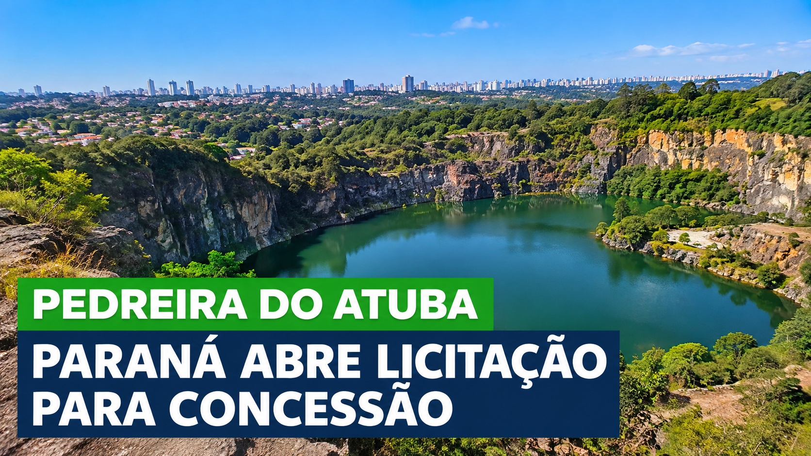 Arte ilustrativa da Pedreira do Atuba sobre a abertura de licitação para concessão da área no Paraná.