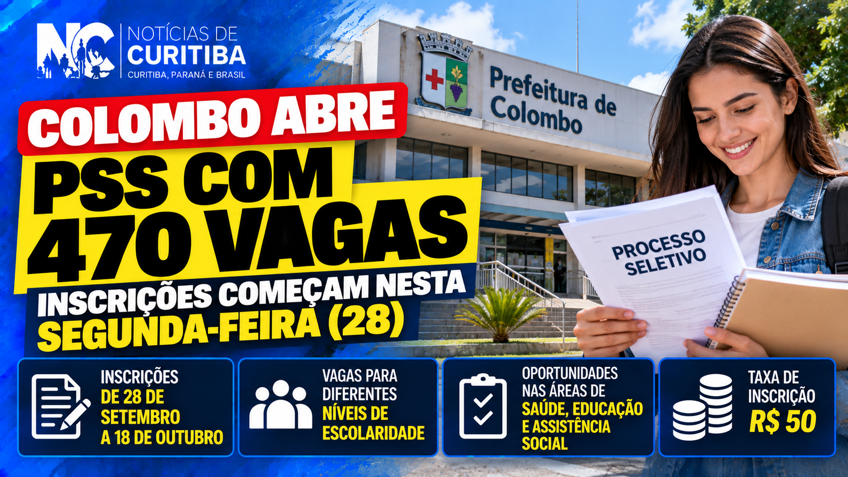 Colombo abre inscrições nesta segunda para PSS com 470 vagas