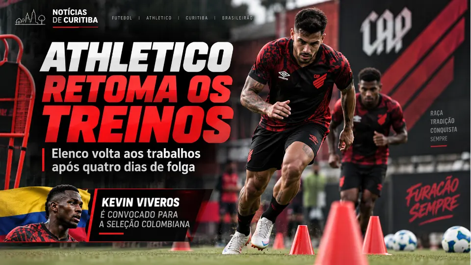 Arte do Notícias de Curitiba sobre a retomada dos treinos do Athletico