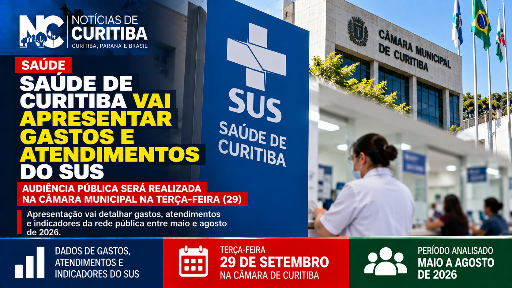 Saúde de Curitiba vai apresentar gastos e atendimentos do SUS em audiência pública