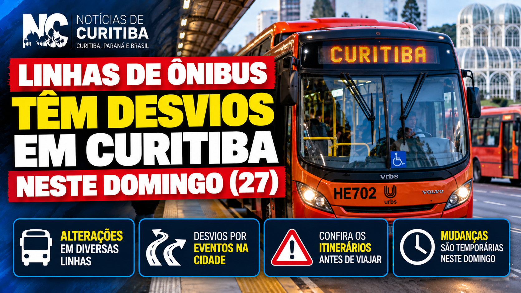 Linhas de ônibus de Curitiba têm desvios neste domingo por eventos na cidade