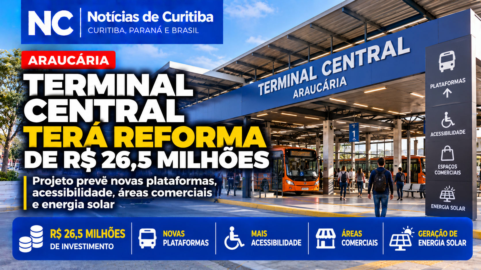 Terminal Central de Araucária terá reforma de R$ 26,5 milhões e novas plataformas