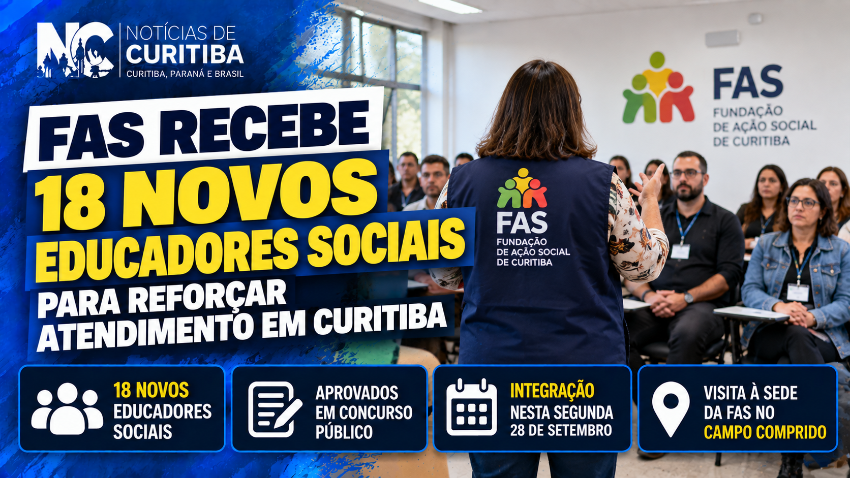 FAS recebe 18 novos educadores sociais para reforçar atendimento em Curitiba