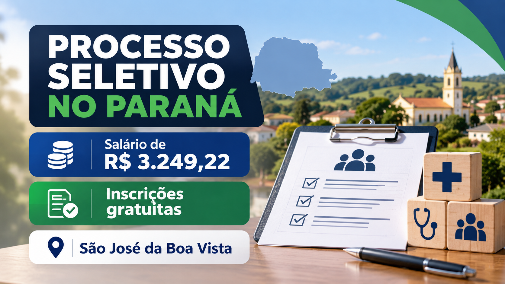 Identidade visual da Prefeitura de São José da Boa Vista, no Paraná, que abriu processo seletivo para agentes de saúde e endemias.