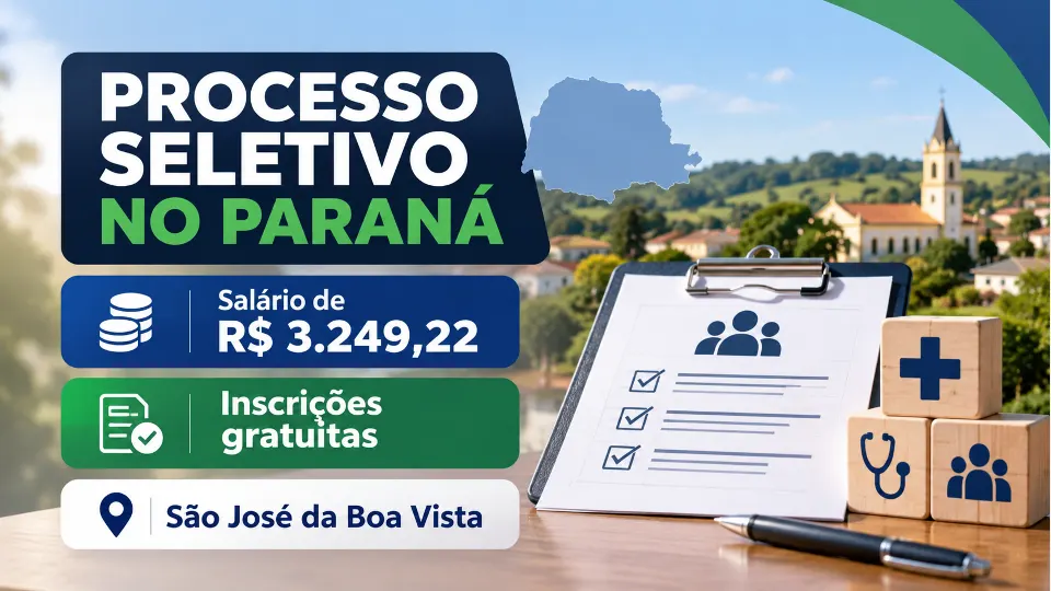 Identidade visual da Prefeitura de São José da Boa Vista, no Paraná, que abriu processo seletivo para agentes de saúde e endemias.