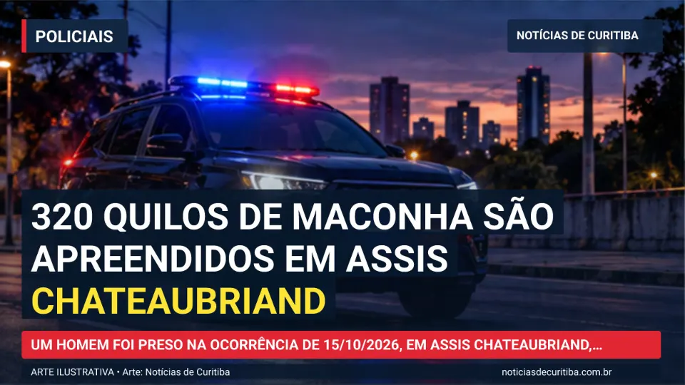 Ilustração do Notícias de Curitiba sobre 320 quilos de maconha são apreendidos em Assis Chateaubriand.