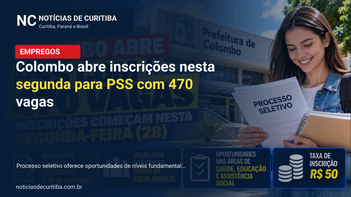 Capa da matéria sobre Colombo abre inscrições nesta segunda para PSS com 470 vagas publicada pelo Notícias de Curitiba