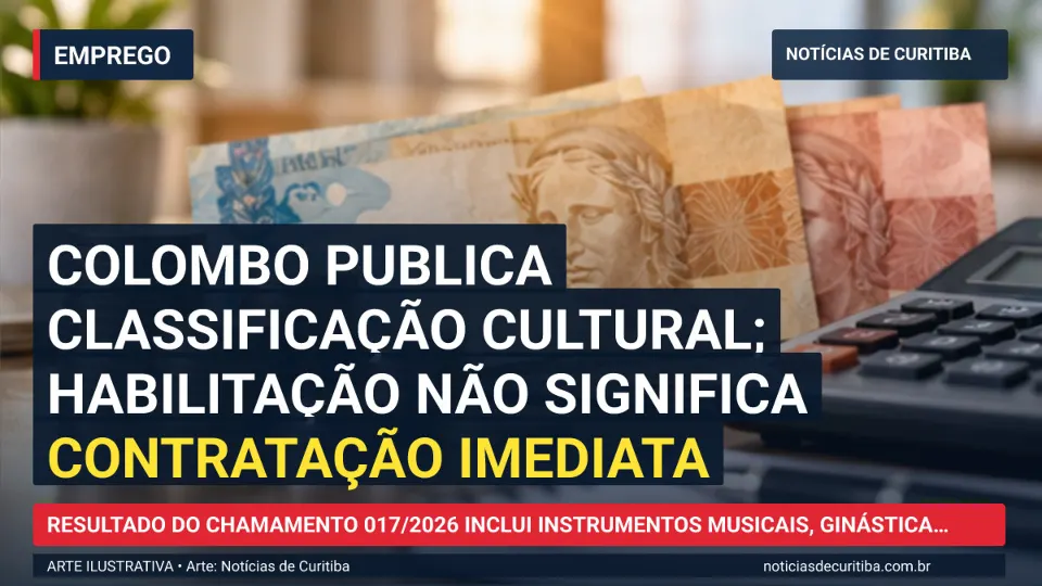 Capa do Notícias de Curitiba para matéria sobre Colombo publica classificação cultural; habilitação não significa contratação imediata.