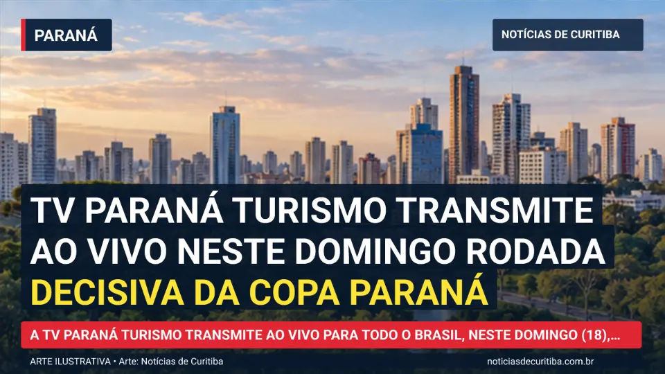 Ilustração do Notícias de Curitiba sobre TV Paraná Turismo transmite ao vivo neste domingo rodada decisiva da Copa Paraná.