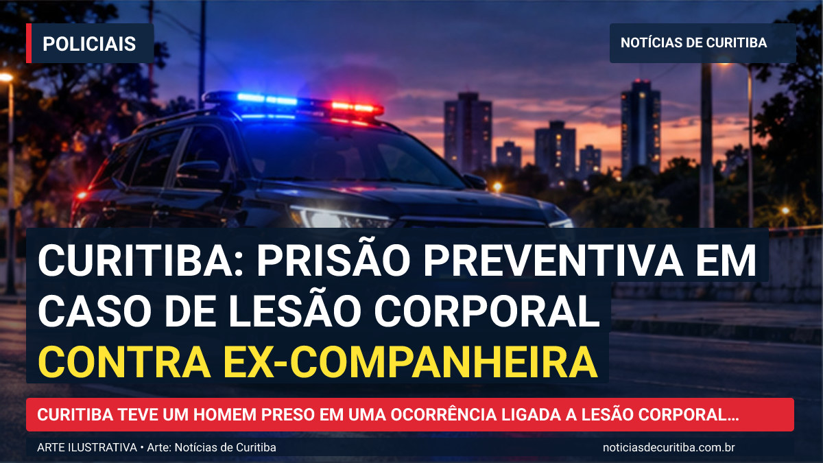 Ilustração do Notícias de Curitiba sobre Curitiba: prisão preventiva em caso de lesão corporal contra ex-companheira.