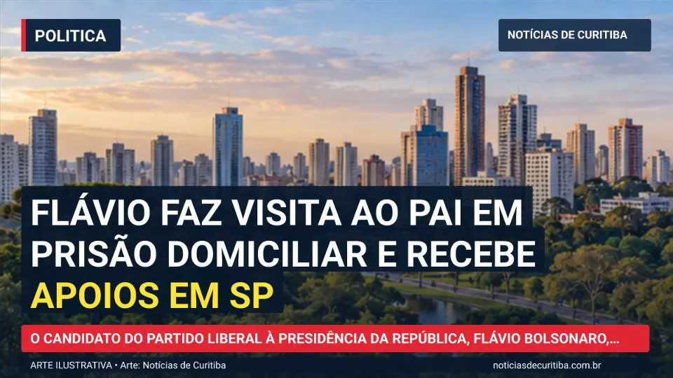 Ilustração do Notícias de Curitiba sobre Flávio faz visita ao pai em prisão domiciliar e recebe apoios em SP.