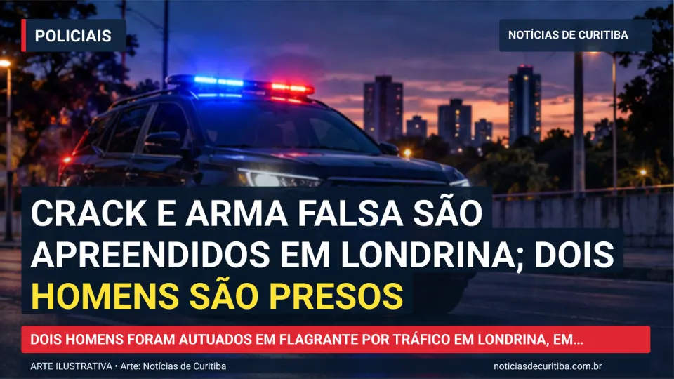 Ilustração do Notícias de Curitiba sobre Crack e arma falsa são apreendidos em Londrina; dois homens são presos.