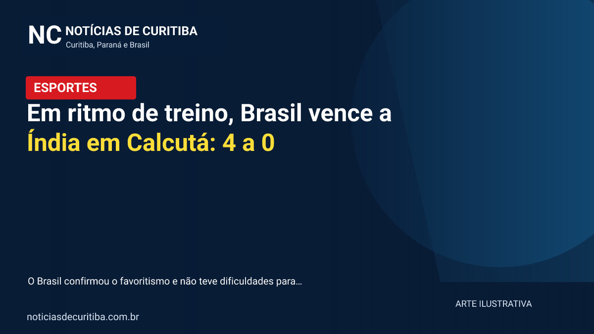 Capa ilustrativa de Esportes: Em ritmo de treino, Brasil vence a Índia em Calcutá: 4 a 0