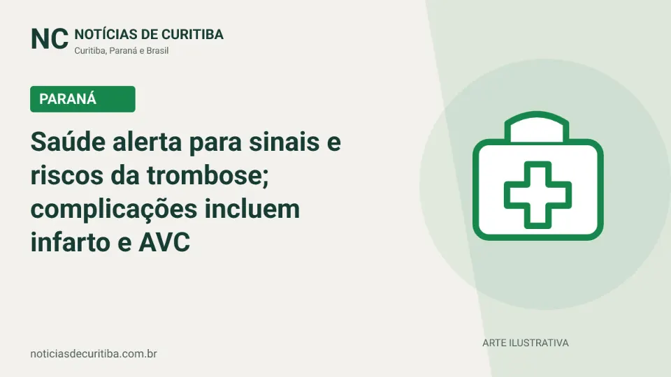 Capa do Notícias de Curitiba para matéria sobre Saúde alerta para sinais e riscos da trombose; complicações incluem infarto e AVC.