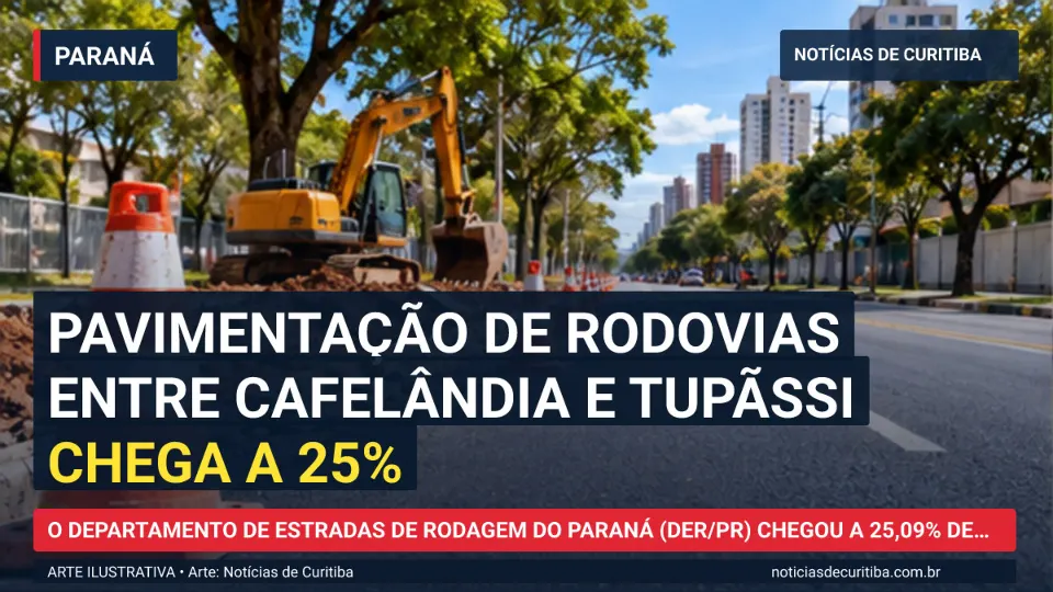 Ilustração do Notícias de Curitiba sobre Pavimentação de rodovias entre Cafelândia e Tupãssi chega a 25%.