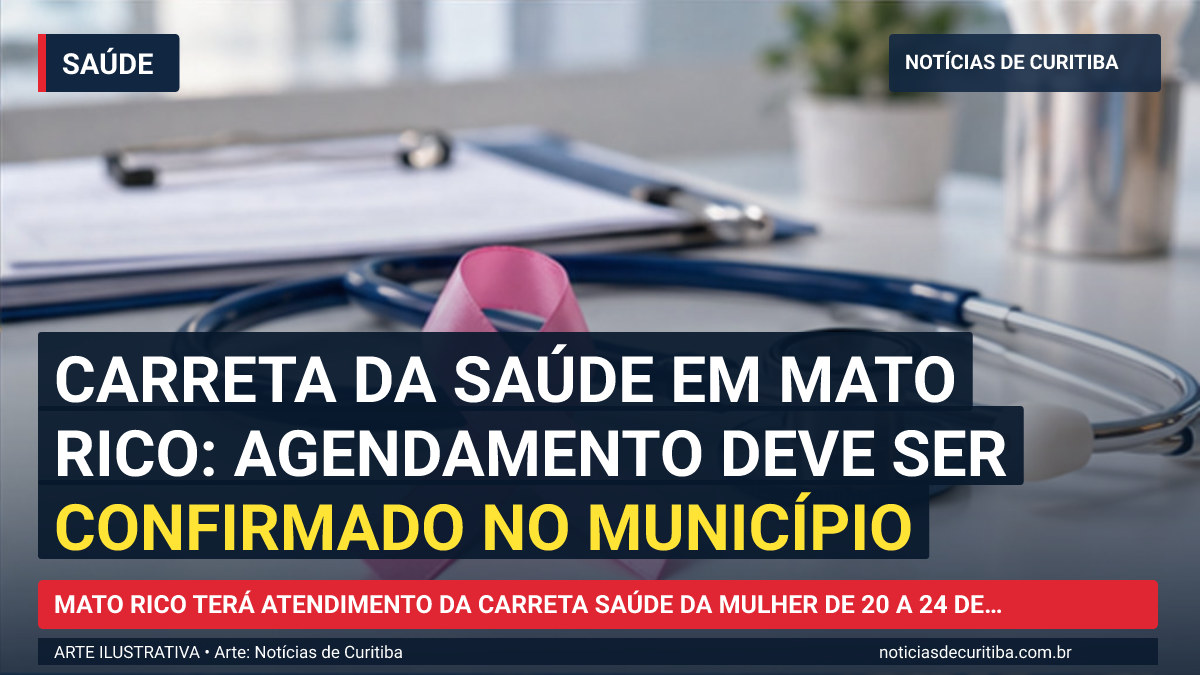 Ilustração do Notícias de Curitiba sobre Carreta da saúde em Mato Rico: agendamento deve ser confirmado no município.