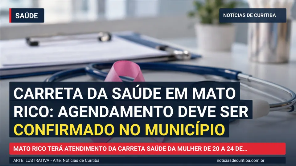 Ilustração do Notícias de Curitiba sobre Carreta da saúde em Mato Rico: agendamento deve ser confirmado no município.