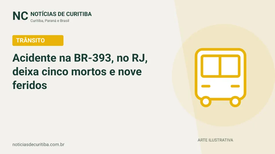 Capa do Notícias de Curitiba para matéria sobre Acidente na BR-393, no RJ, deixa cinco mortos e nove feridos.