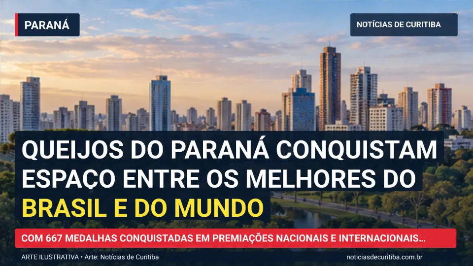 Ilustração do Notícias de Curitiba sobre Queijos do Paraná conquistam espaço entre os melhores do Brasil e do mundo.
