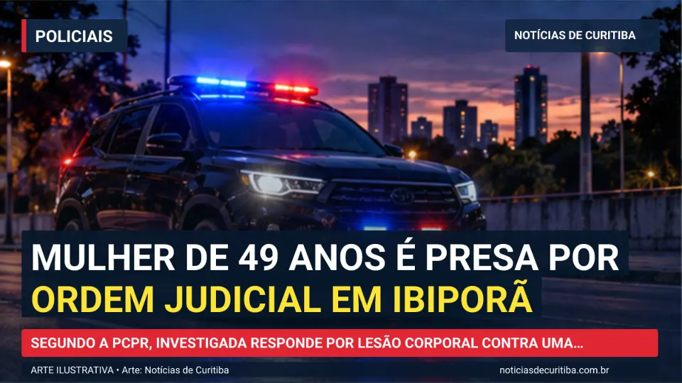 Ilustração do Notícias de Curitiba sobre Mulher de 49 anos é presa por ordem judicial em Ibiporã.
