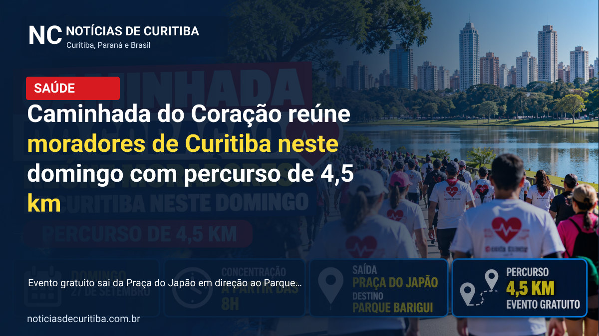 Capa da matéria sobre Caminhada do Coração reúne moradores de Curitiba neste domingo com percurso de 4,5 km publicada pelo Notícias de Curitiba