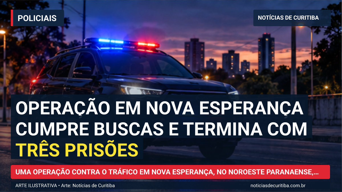 Ilustração do Notícias de Curitiba sobre Operação em Nova Esperança cumpre buscas e termina com três prisões.