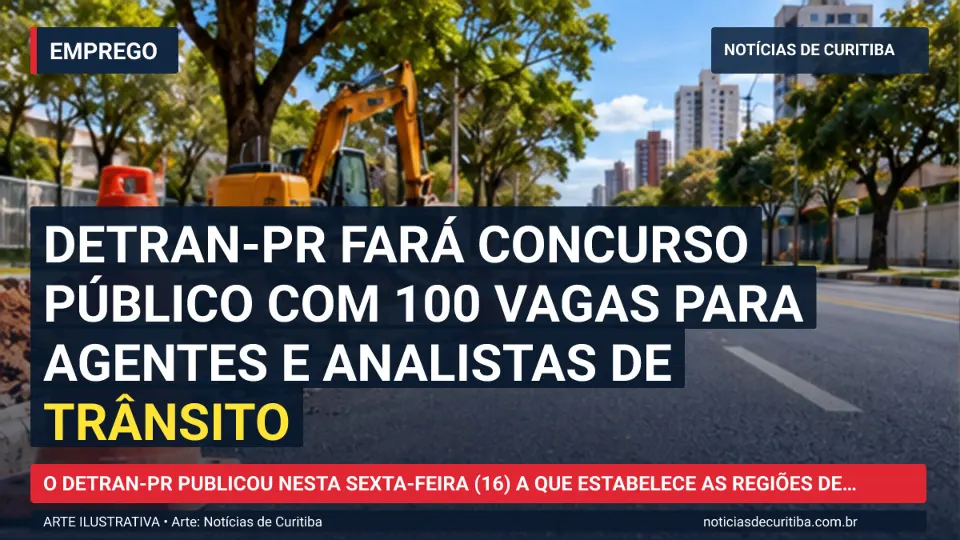 Ilustração do Notícias de Curitiba sobre Detran-PR fará concurso público com 100 vagas para Agentes e Analistas de Trânsito.