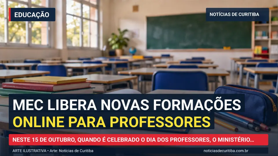 Ilustração do Notícias de Curitiba sobre MEC libera novas formações online para professores.