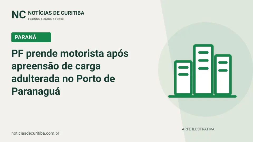 Capa do Notícias de Curitiba para matéria sobre PF prende motorista após apreensão de carga adulterada no Porto de Paranaguá.