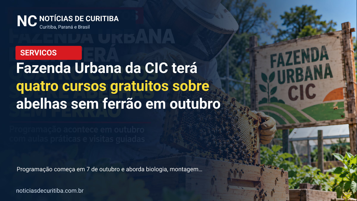 Capa da matéria sobre Fazenda Urbana da CIC terá quatro cursos gratuitos sobre abelhas sem ferrão em outubro publicada pelo Notícias de Curitiba