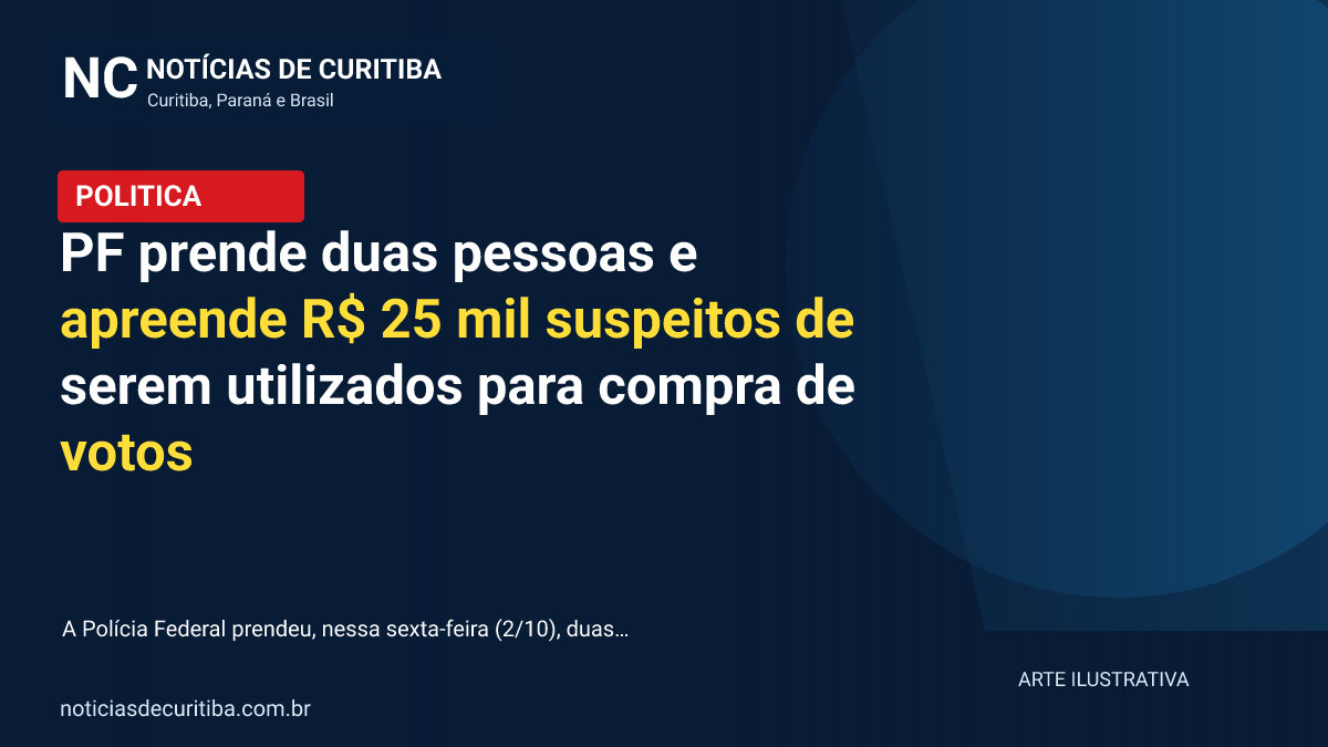 Capa ilustrativa de Política: PF prende duas pessoas e apreende R$ 25 mil suspeitos de serem utilizados para compra de votos