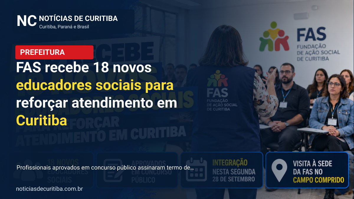 Capa da matéria sobre FAS recebe 18 novos educadores sociais para reforçar atendimento em Curitiba publicada pelo Notícias de Curitiba
