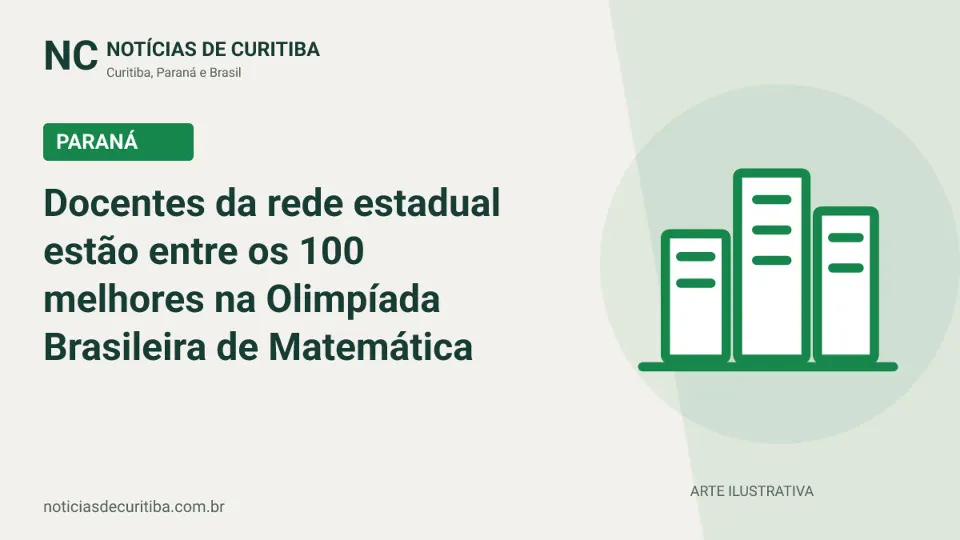 Capa do Notícias de Curitiba para matéria sobre Docentes da rede estadual estão entre os 100 melhores na Olimpíada Brasileira de Matemática.