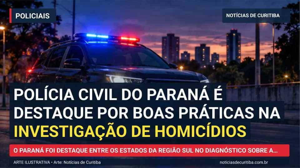 Capa do Notícias de Curitiba para matéria sobre Polícia Civil do Paraná é destaque por boas práticas na investigação de homicídios.
