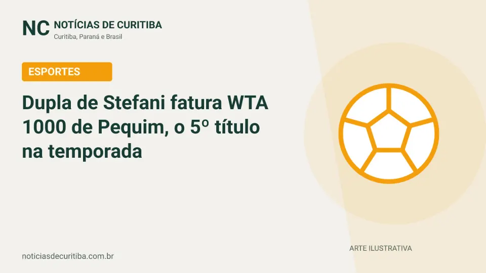 Capa do Notícias de Curitiba para matéria sobre Dupla de Stefani fatura WTA 1000 de Pequim, o 5º título na temporada.