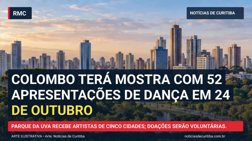 Ilustração do Notícias de Curitiba sobre Colombo terá mostra com 52 apresentações de dança em 24 de outubro.