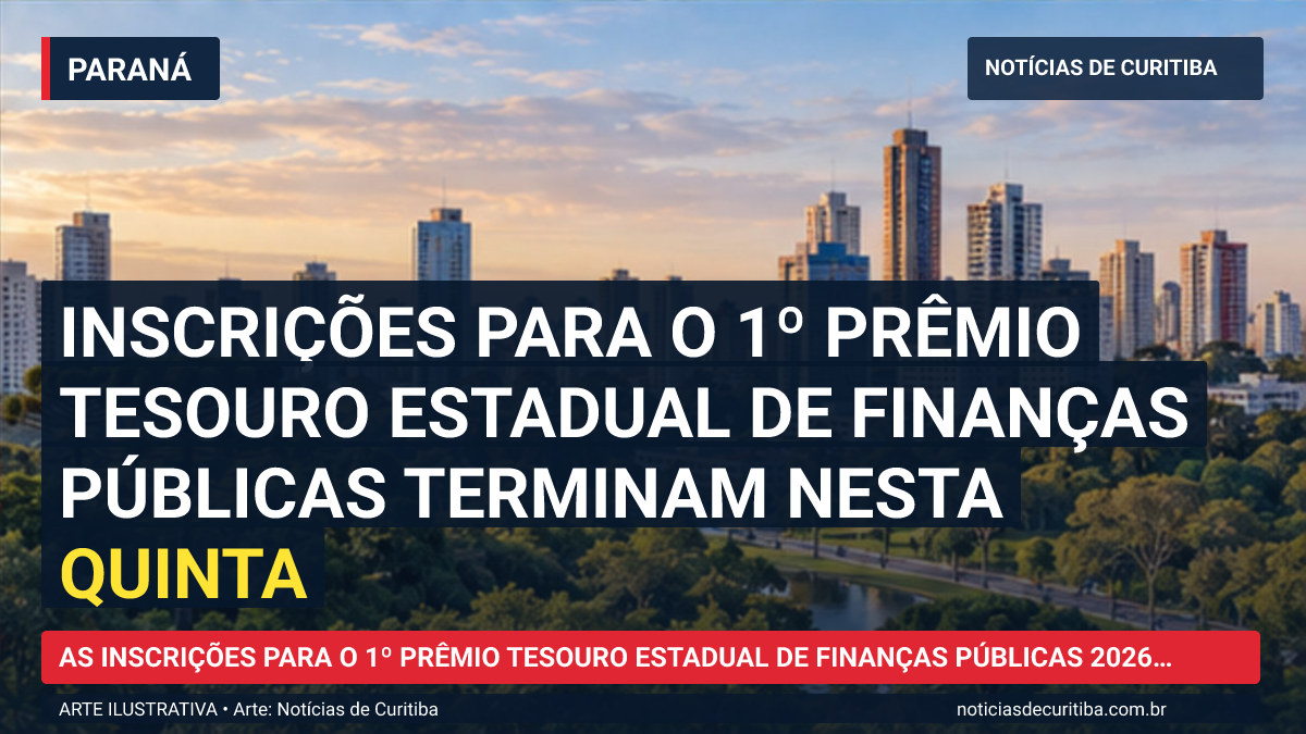 Ilustração do Notícias de Curitiba sobre Inscrições para o 1º Prêmio Tesouro Estadual de Finanças Públicas terminam nesta quinta.
