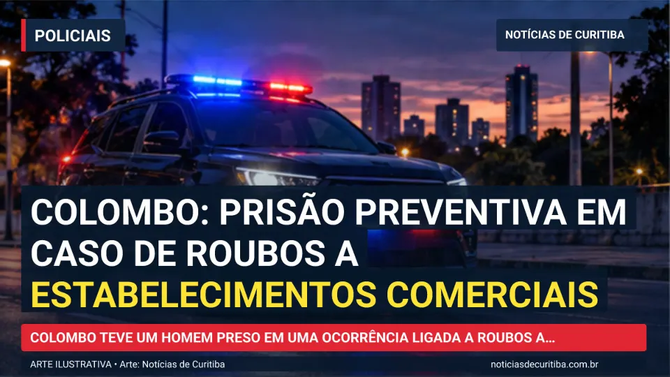 Ilustração do Notícias de Curitiba sobre Colombo: prisão preventiva em caso de roubos a estabelecimentos comerciais.