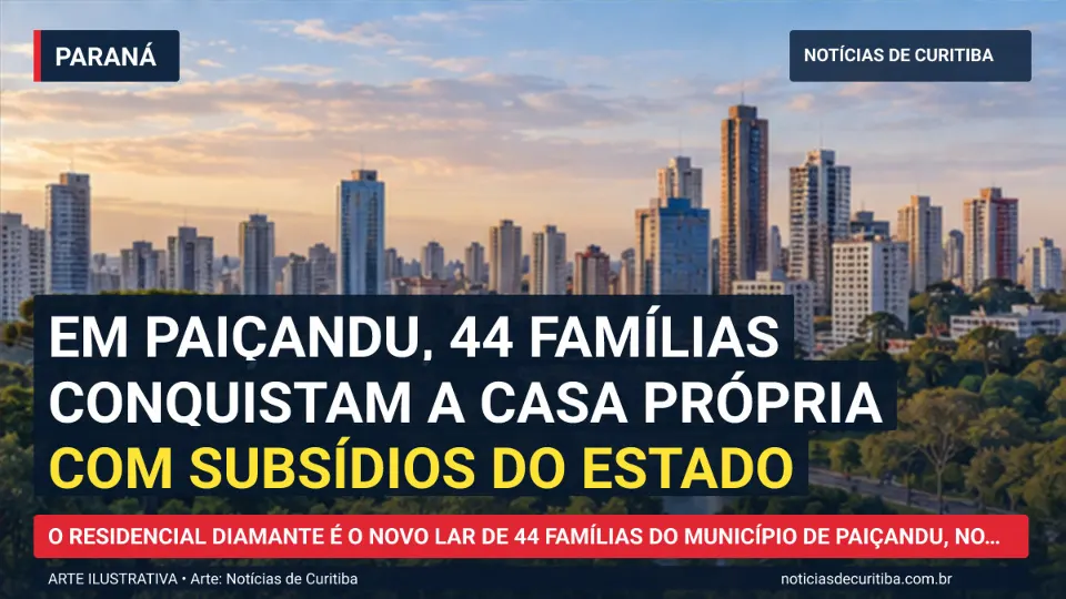 Ilustração do Notícias de Curitiba sobre Em Paiçandu, 44 famílias conquistam a casa própria com subsídios do Estado.