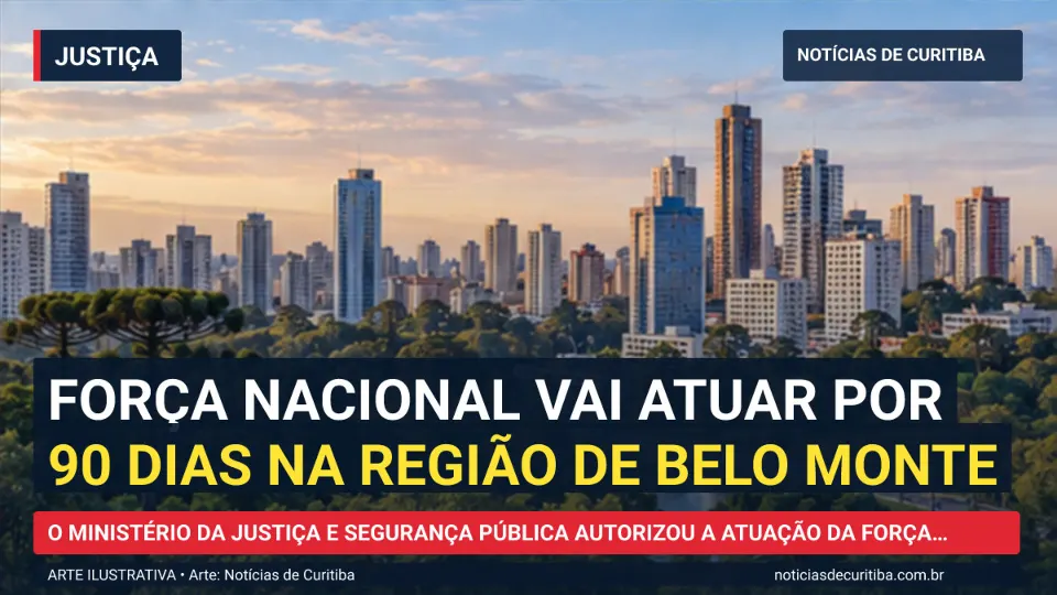 Ilustração do Notícias de Curitiba sobre Força Nacional vai atuar por 90 dias na região de Belo Monte.