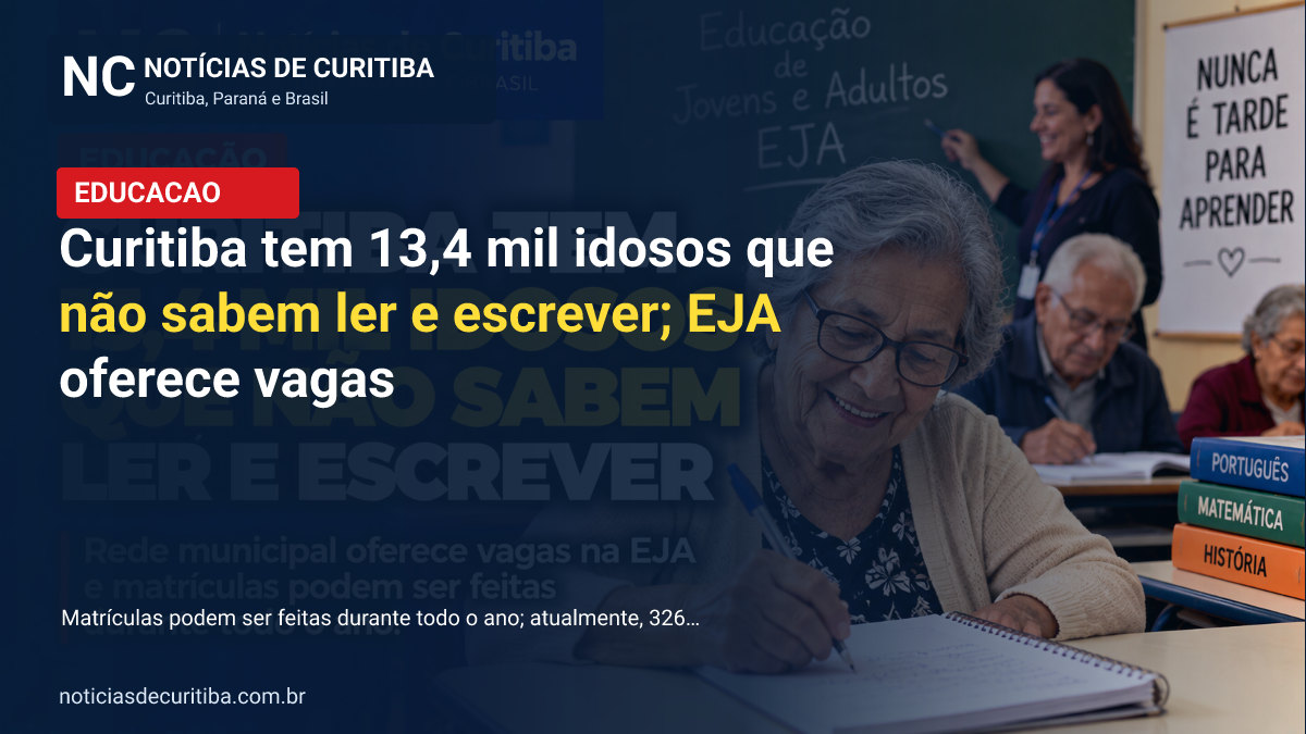 Capa da matéria sobre Curitiba tem 13,4 mil idosos que não sabem ler e escrever; EJA oferece vagas publicada pelo Notícias de Curitiba