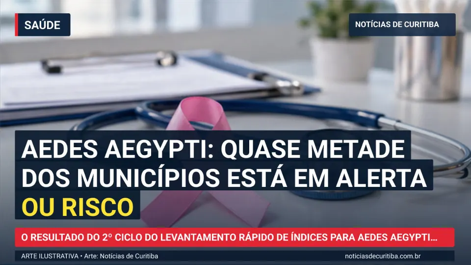 Capa do Notícias de Curitiba para matéria sobre Aedes aegypti: quase metade dos municípios está em alerta ou risco.