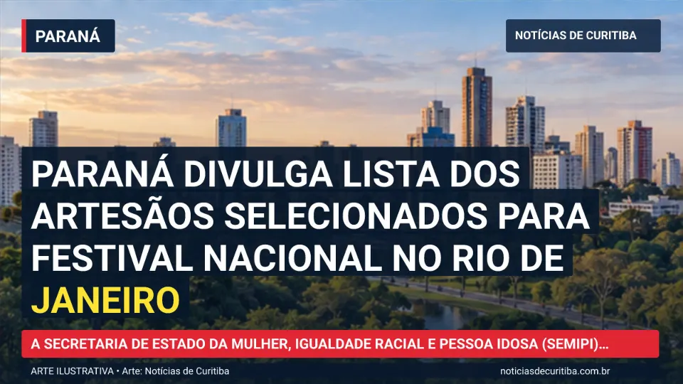 Ilustração do Notícias de Curitiba sobre Paraná divulga lista dos artesãos selecionados para festival nacional no Rio de Janeiro.