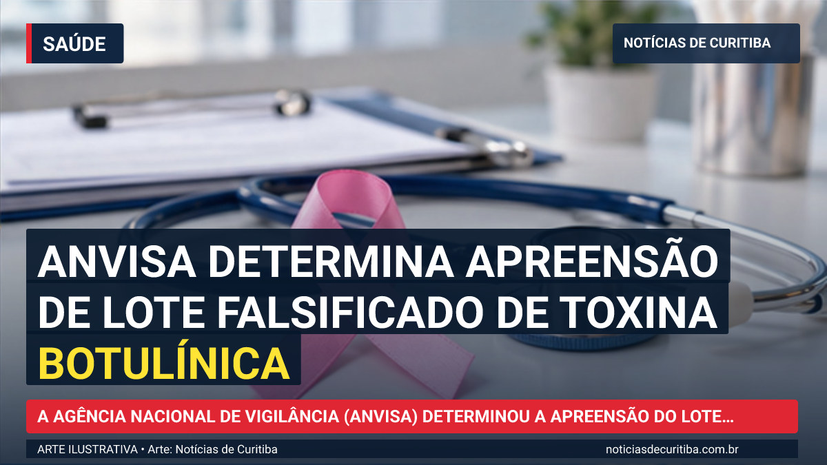 Ilustração do Notícias de Curitiba sobre Anvisa determina apreensão de lote falsificado de toxina botulínica.